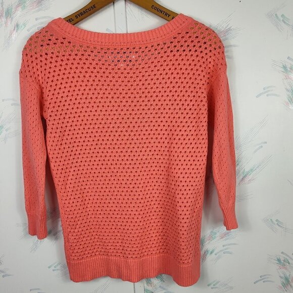 American Eagle Outfitters Coral Orange Open Knit Sweater - Picture 6 of 8